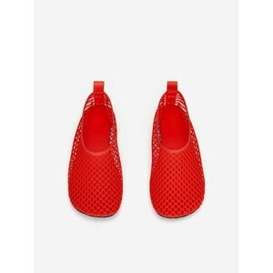 Arket Red Fishnet Ballet Flats‎ Euro Size 39 US 8.5 Sheer See Through Round Toe